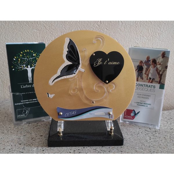 Plaque papillon/cœur 26X26